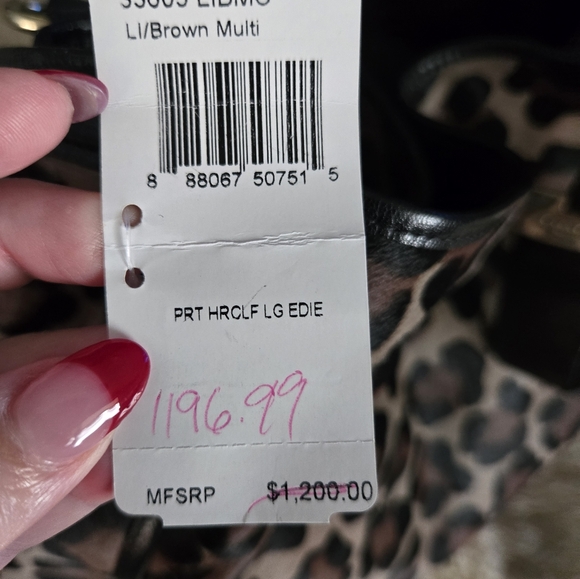 COACH Large Edie Ocelot Leopard Print Haircalf Leather Shoulder Bag 33605 $1200 - Picture 10 of 10